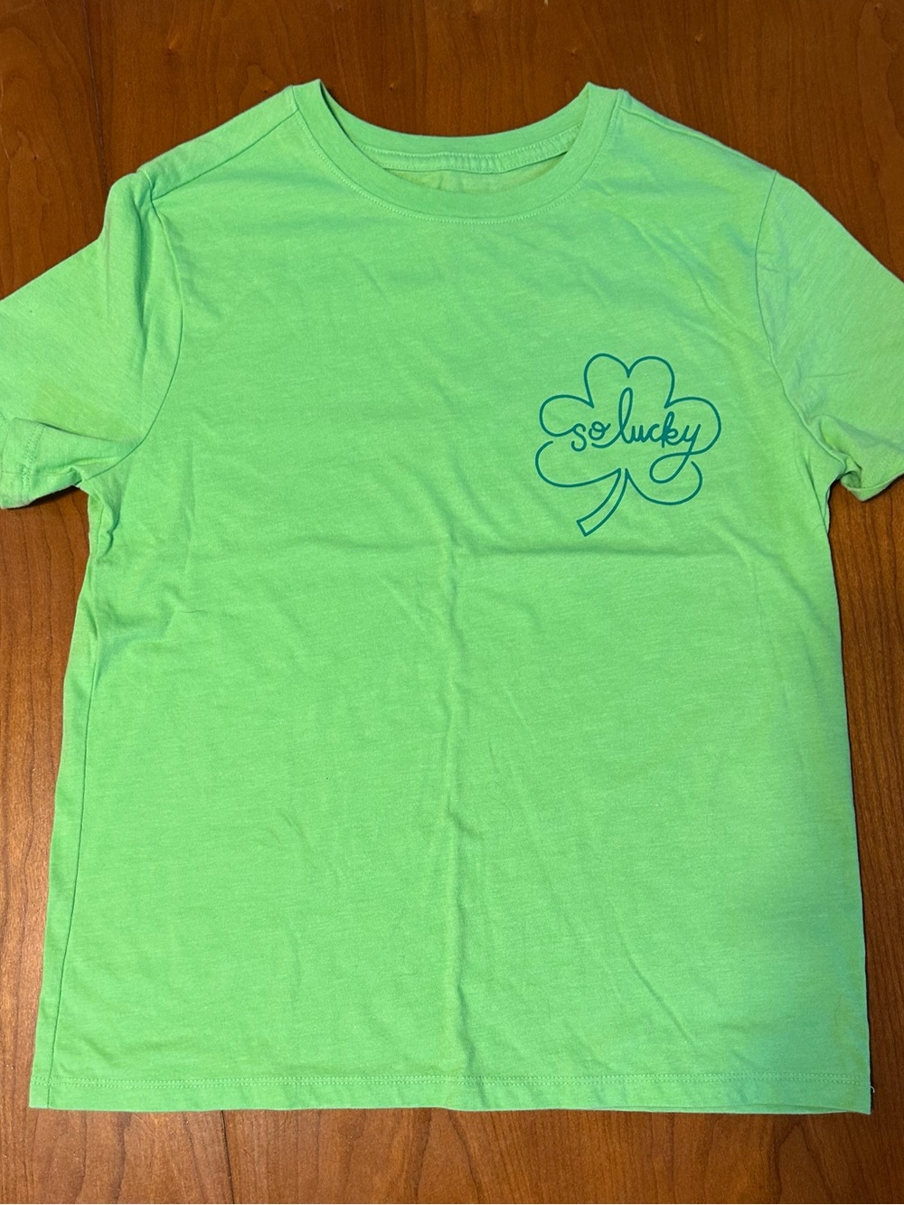 Cat & Jack Bright Lime Green Shamrock 'So Lucky' Tee